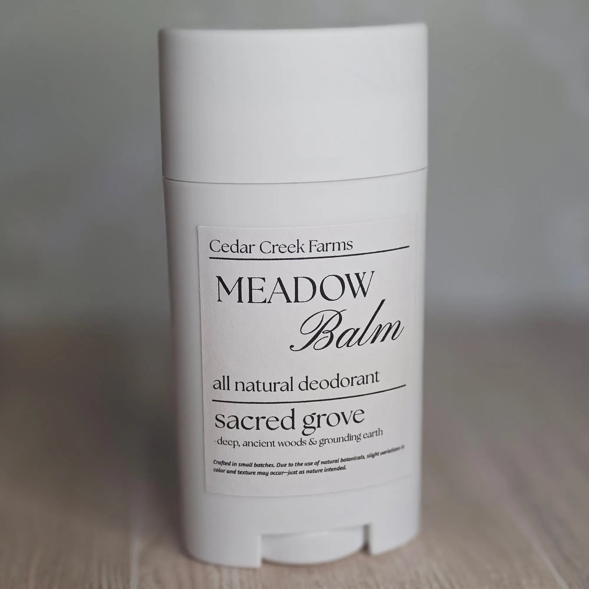 Cedar Creek Farms Meadow Balm natural deodorant sacred grove scent all natural deodorant stick
